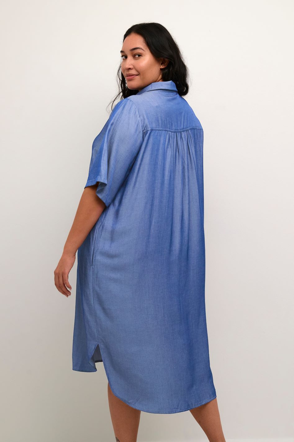 Nora Shirt Dress Chambray Blue - Kaffe Curve