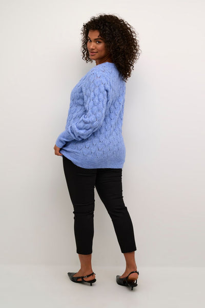 Nalene Knit Cardigan Vista Blue Melan - Kaffe Curve