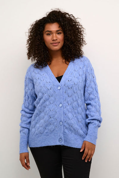 Nalene Knit Cardigan Vista Blue Melan - Kaffe Curve