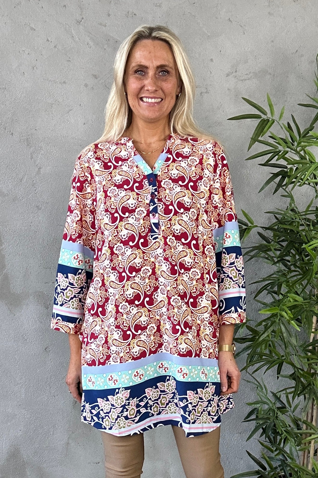 Jeanne Tunic Dress Red