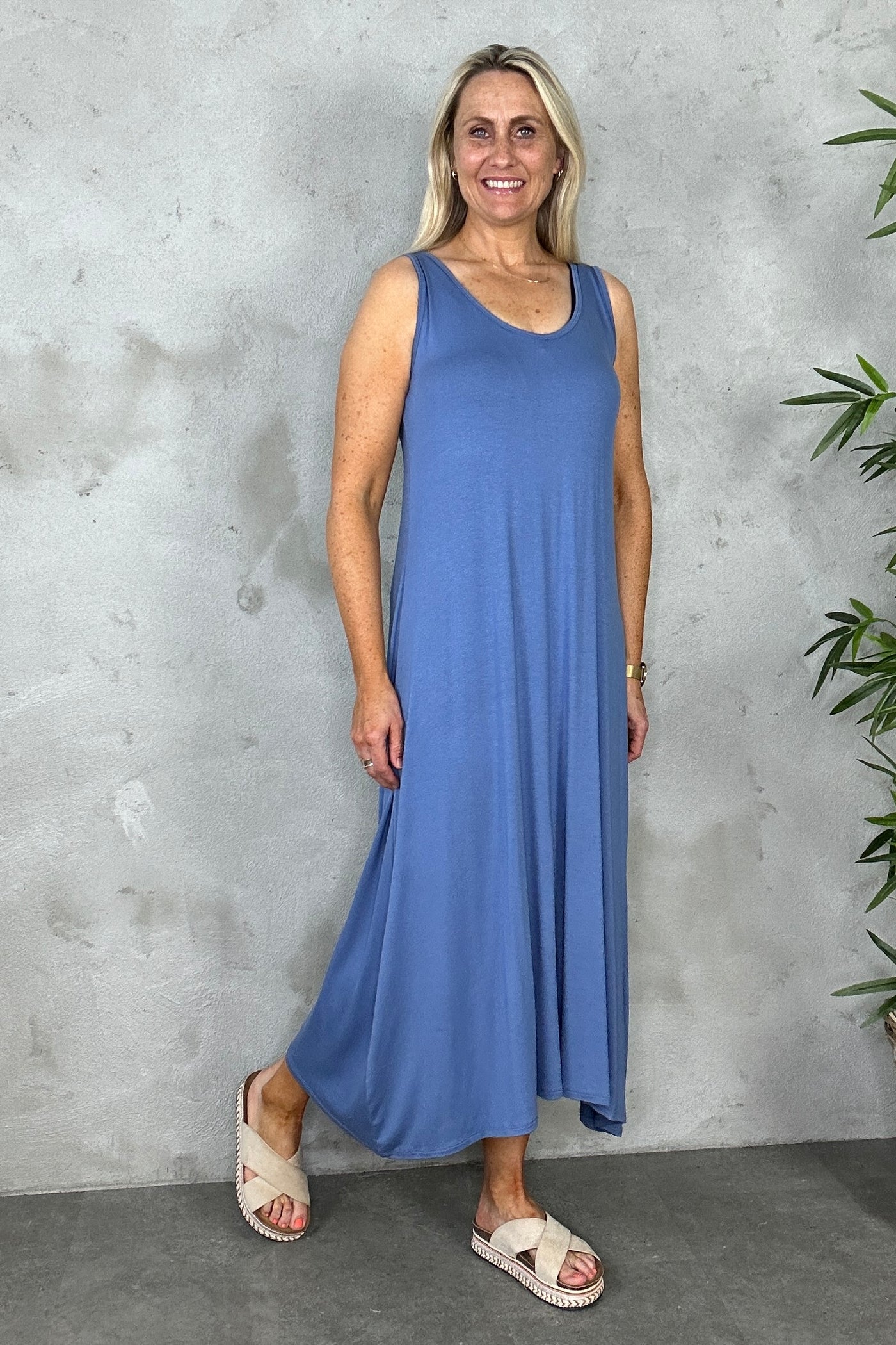 Sandra Dress Dusty Blue