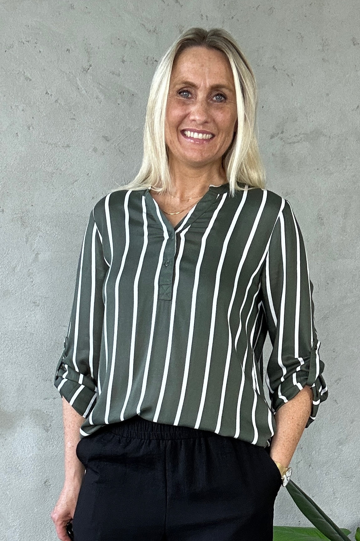 Stridy Blouse Grape Leaf/Chalk - Kaffe