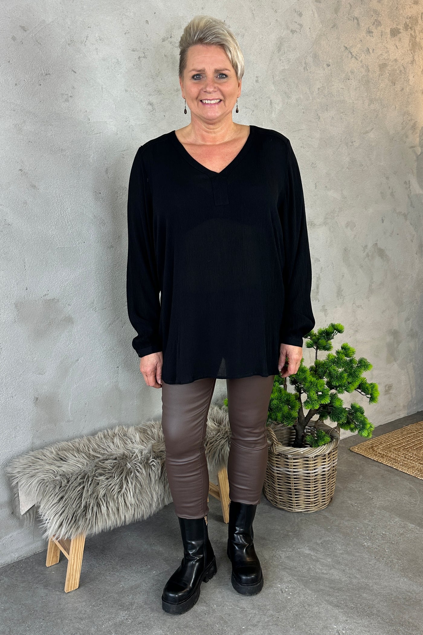Rina Coated Jeans Brown
