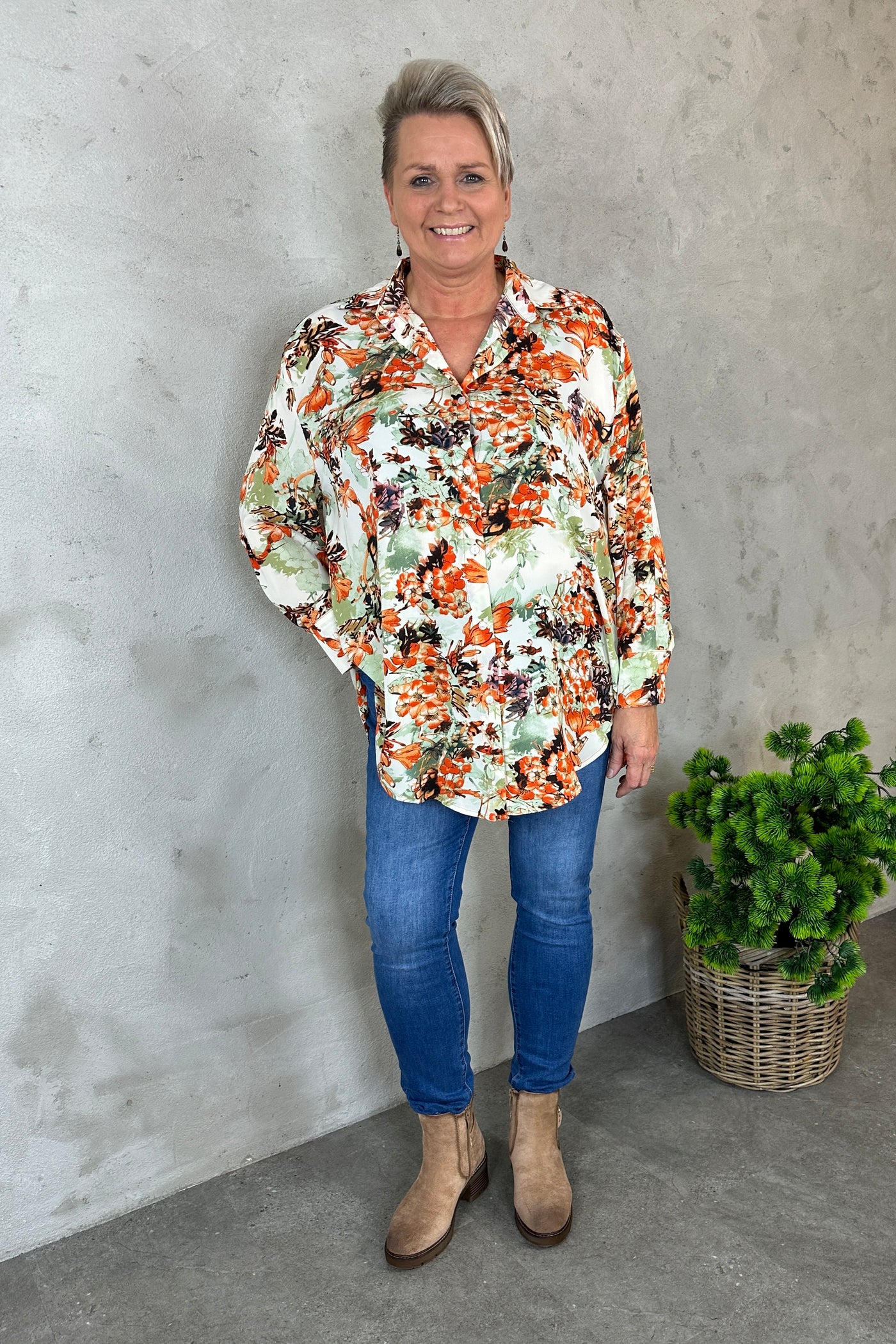 Patricia Shirt Orange Flower