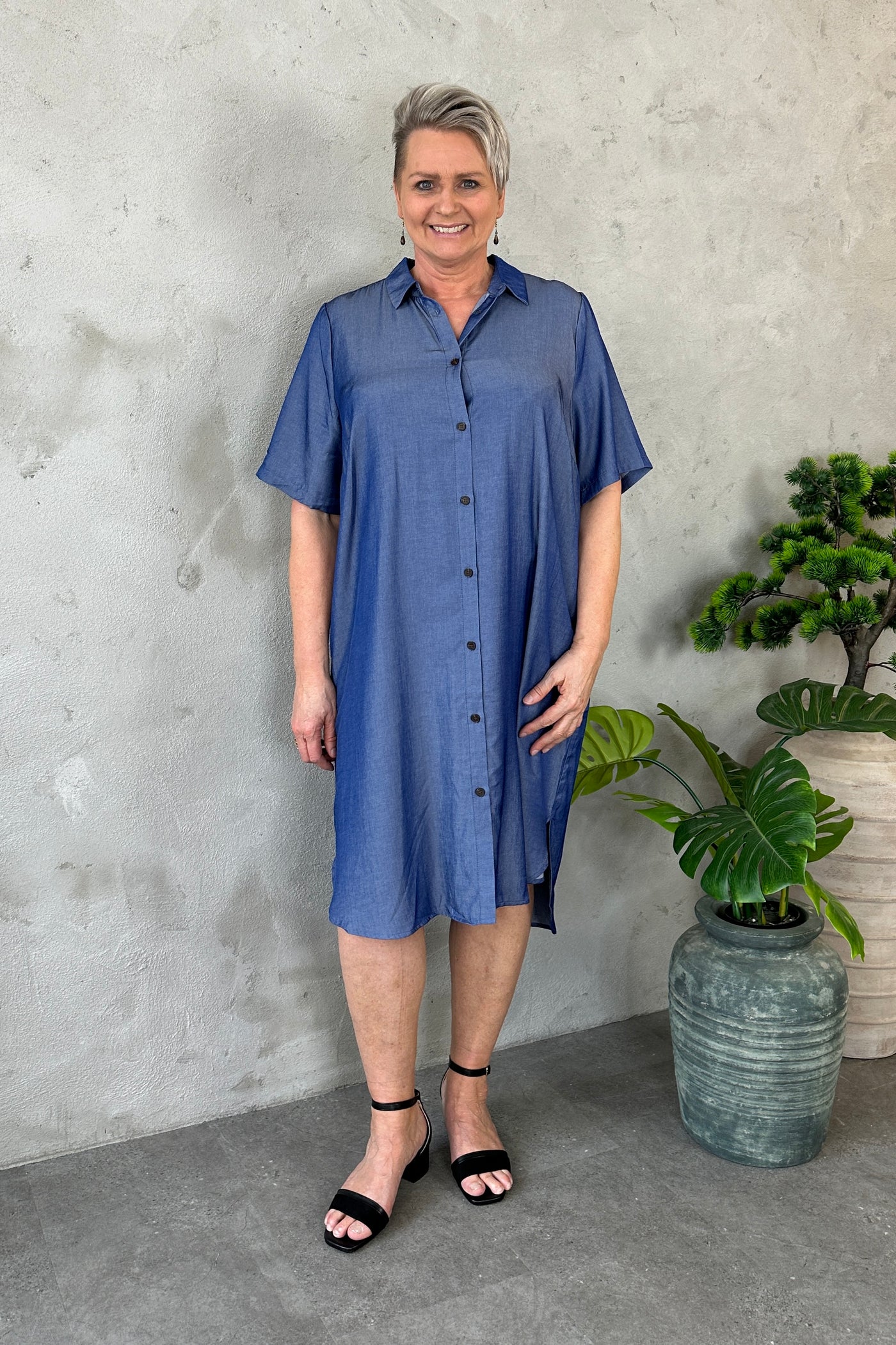 Nora Shirt Dress Chambray Blue - Kaffe Curve
