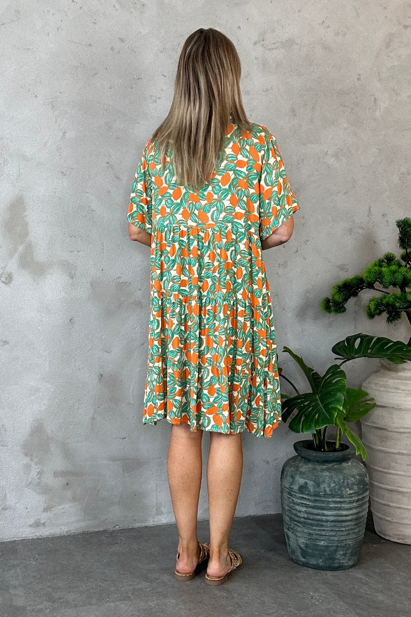 Macy Dress Green/Orange