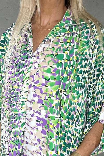 Lea Dress Green/Purple Art